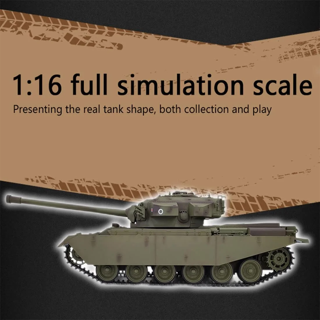 تانک کنترلی FunXylophy مدل Centurion MK5، مقیاس 1/16، 2.4G، با صدا و نور، تانک نظامی کنترلی مناسب تمام سطوح برای بزرگسالان (مدل پایه)