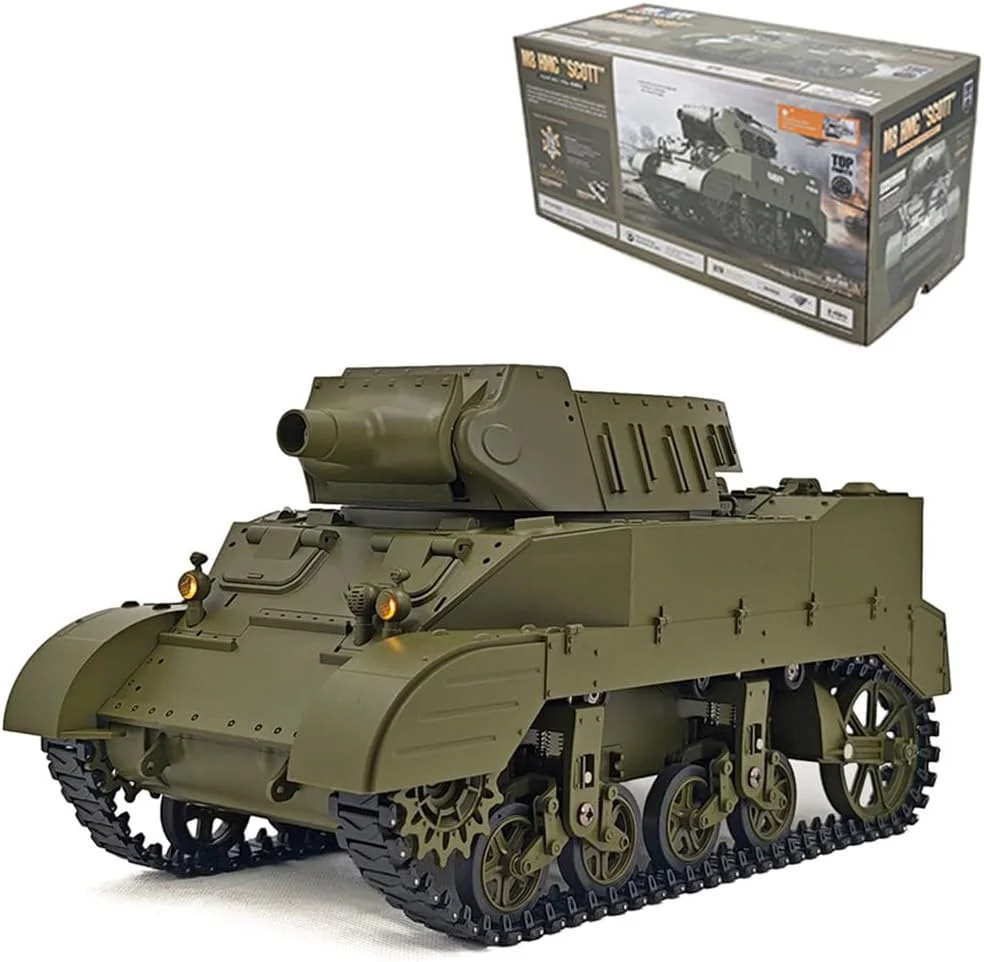 مدل تانک شبیه ساز هویتزر خودکششی M8 آمریکایی در مقیاس 1/16 با صدای و نور، دود تلسکوپی، حالت های دو سرعته (نسخه RTR)
