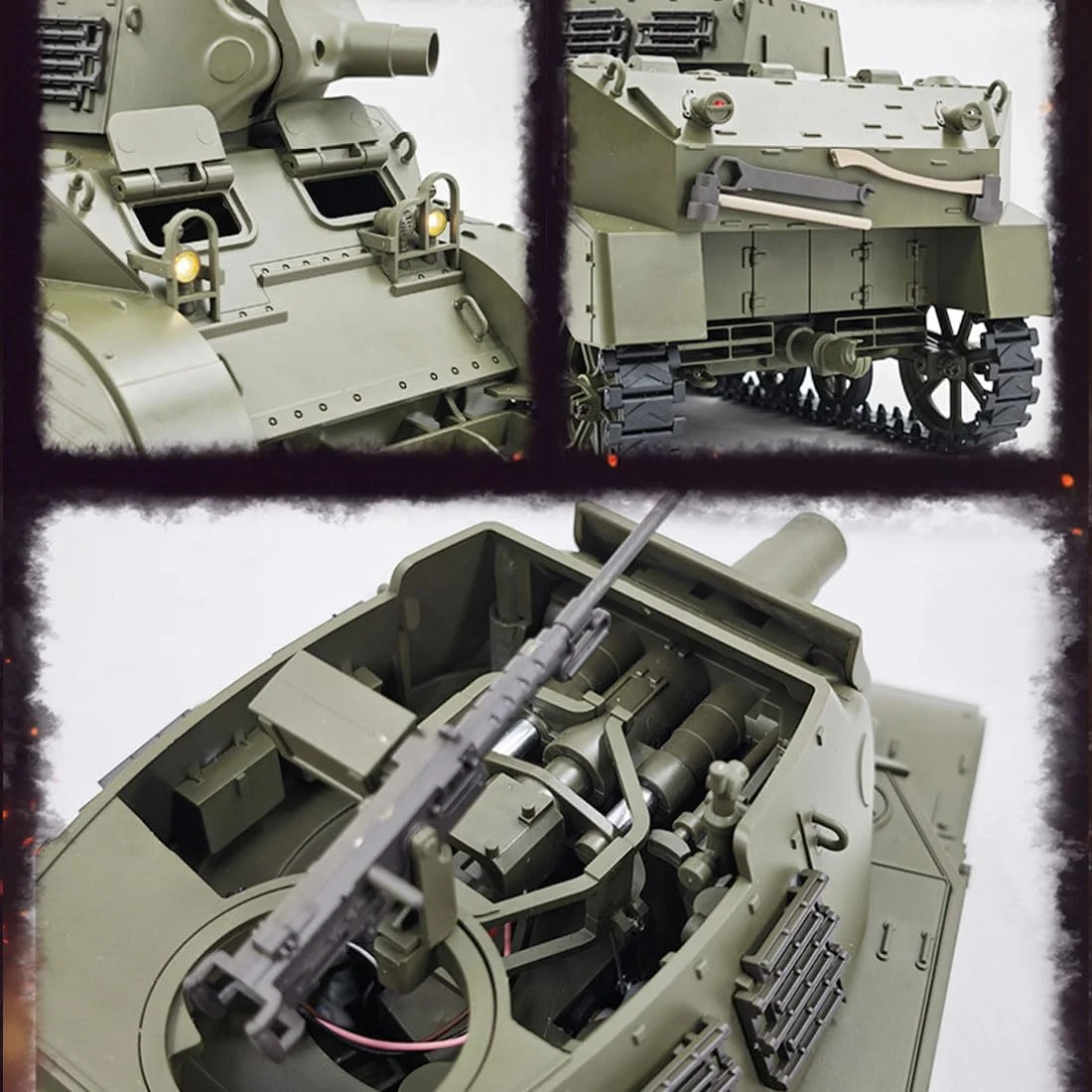 مدل تانک شبیه ساز هویتزر خودکششی M8 آمریکایی در مقیاس 1/16 با صدای و نور، دود تلسکوپی، حالت های دو سرعته (نسخه RTR) مدل تانک شبیه ساز هویتزر خودکششی M8 آمریکایی در مقیاس 1/16 با صدای و نور، دود تلسکوپی، حالت های دو سرعته (نسخه RTR)