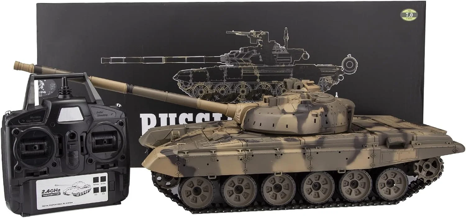 تانک کنترلی T90 مدل 1:16 جنگ جهانی دوم با صدا، جلوه دود، سیستم نبرد، چرخش 320 درجه برجک، هدیه تانک نظامی 2.4G برای دوستداران ارتش