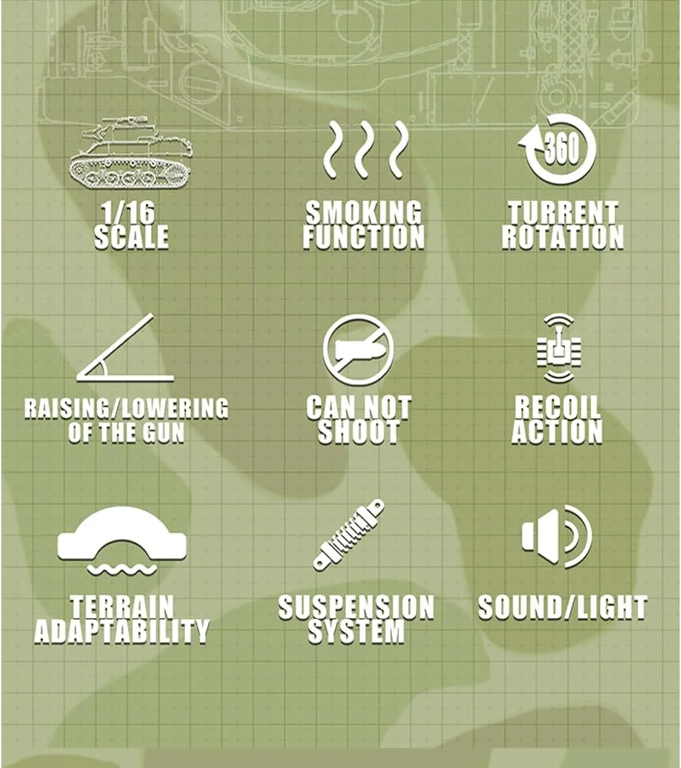 مدل تانک کنترلی هویتزر خودکششی M8 ایالات متحده، مقیاس 1:16، 2.4G با صدا و نور، دود تلسکوپی، هدیه تولد و کریسمس ایده آل (نسخه RTR)