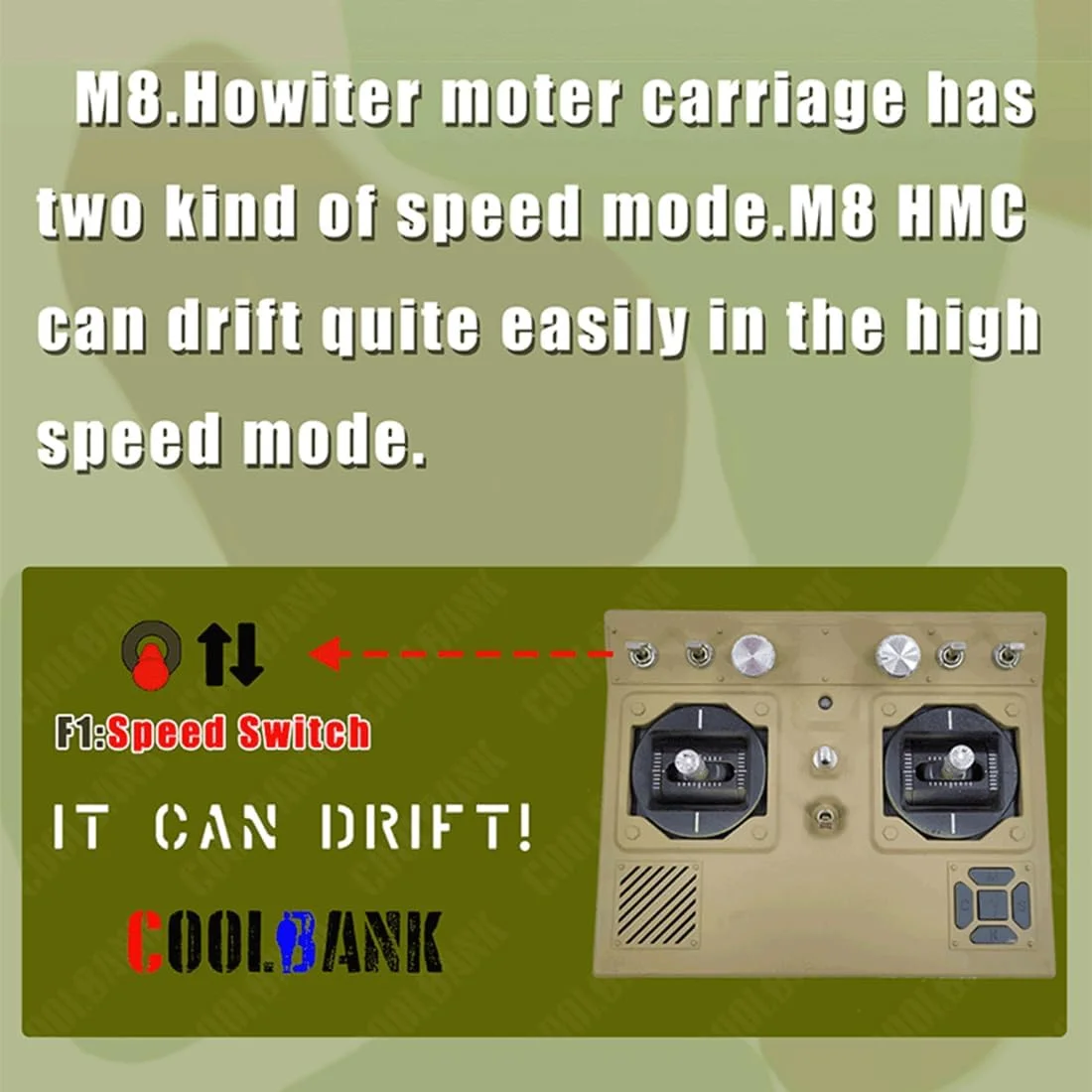 مدل تانک کنترلی هویتزر خودکششی M8 ایالات متحده، مقیاس 1:16، 2.4G با صدا و نور، دود تلسکوپی، هدیه تولد و کریسمس ایده آل (نسخه RTR)