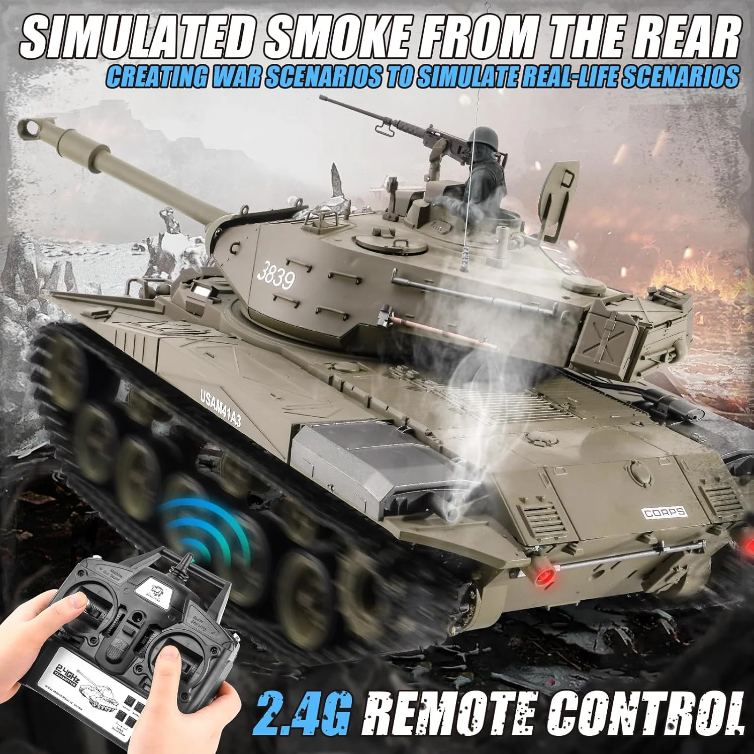 مدل تانک آرسی Heng Long در مقیاس 1/16، تانک مدل M41A3 Walker Bulldog با کنترل از راه دور 2.4 گیگاهرتز، تانک آرسی با صدا و نور، تانک بزرگ برای طرفداران نظامی 14 سال به بالا مدل تانک آرسی Heng Long در مقیاس 1/16، تانک مدل M41A3 Walker Bulldog با کنترل از راه دور 2.4 گیگاهرتز، تانک آرسی با صدا و نور، تانک بزرگ برای طرفداران نظامی 14 سال به بالا