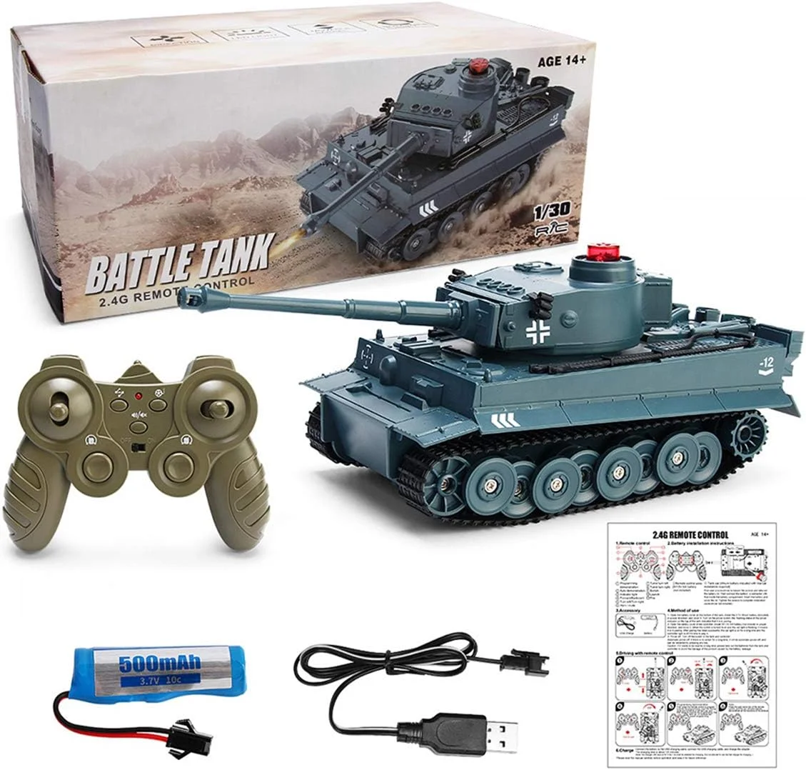 تانک کنترلی از راه دور با قابلیت پرتاب تیر و حرکت در مسیرهای ناهموار - اسباب بازی پسرانه (آبی)