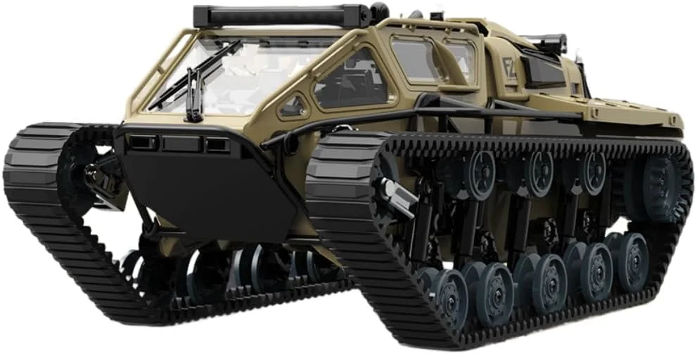 مدل شبیه سازی زره زنجیری در مقیاس 1:18 مدل اسباب بازی چراغ LED ماشین RC دریفت کنترل از راه دور خودرو آفرود 2.4G کنترل از راه دور اسباب بازی کودکان هدیه پسرانه (زرد صحرایی)