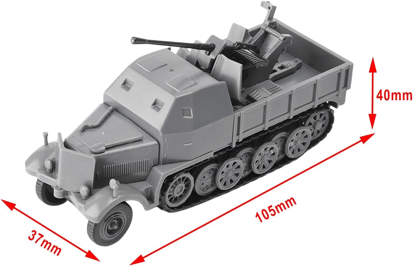 مدل اسباب بازی خودروی زرهی پدافند هوایی نیمه شنی مقیاس 1:72 مدل FLAK37 - خاکستری