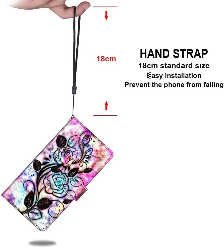 کیف محافظ تمام بدنه Miagon برای گوشی شیائومی Redmi 10C، طرح رنگارنگ، کیف پول چرمی PU با قفل مغناطیسی، پایه و جای کارت، طرح برگ گل