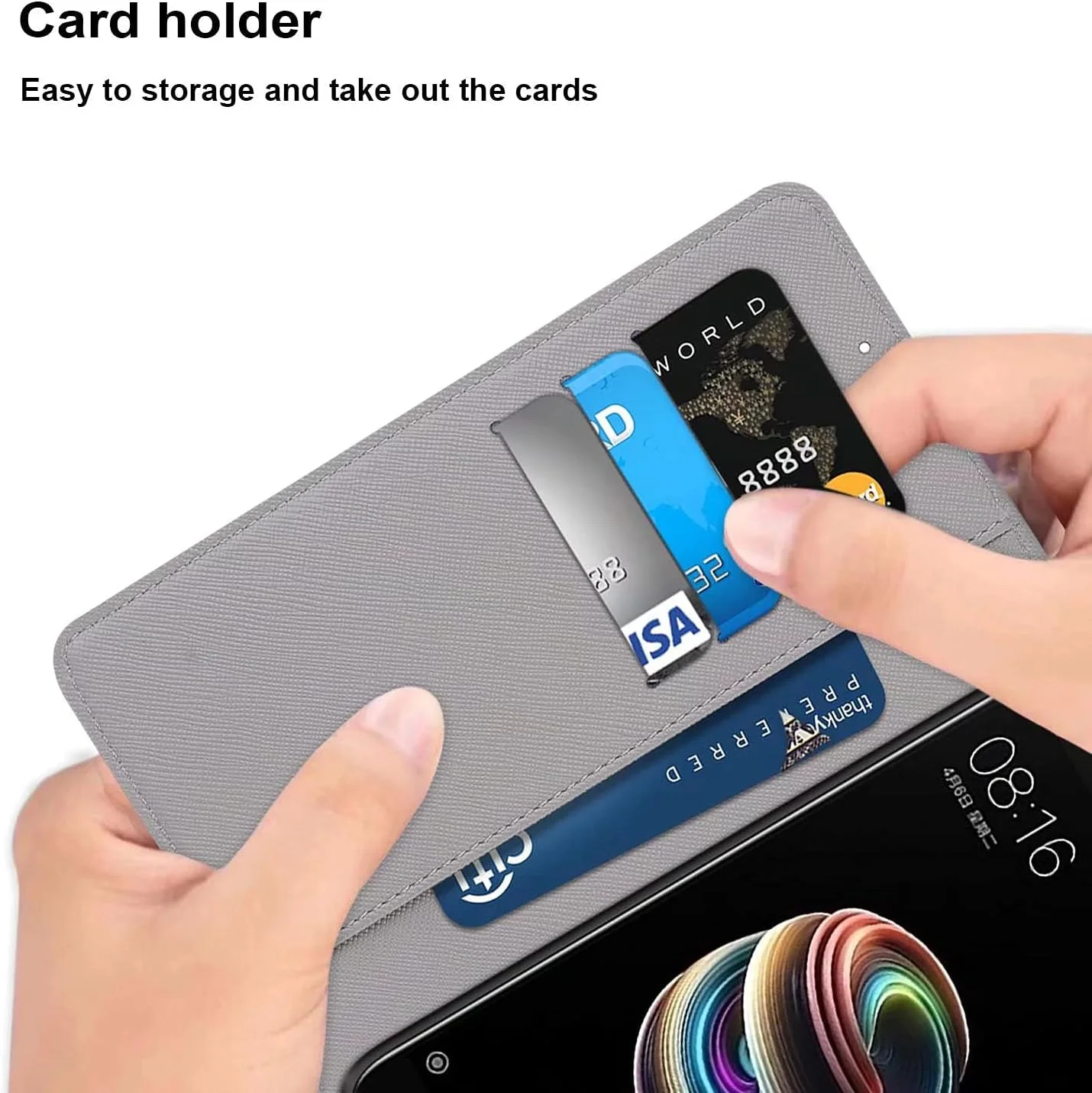 کیف محافظ تمام بدنه Miagon برای گوشی شیائومی Redmi 10C، طرح رنگارنگ، کیف پول چرمی PU با قفل مغناطیسی، پایه و جای کارت، طرح برگ گل