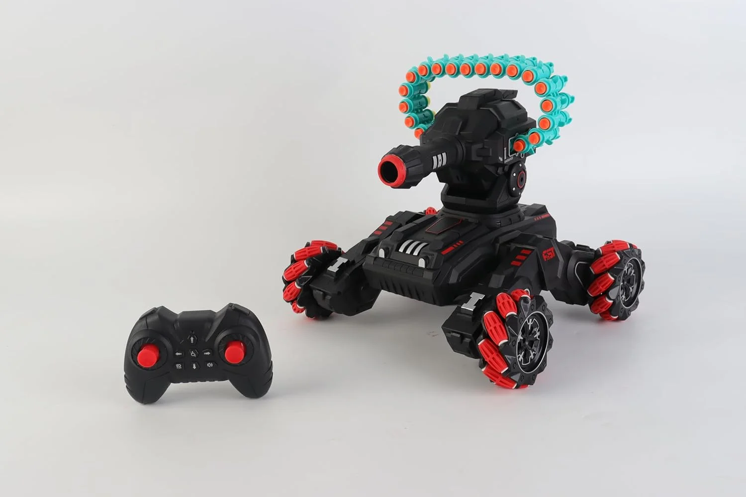 تانک کنترلی جنگی BESTKID BALL با پرتابگر تیر فومی - تانک کنترلی که تیر فومی شلیک می کند - برد 15 متر، حرکات نمایشی، 30 دقیقه بازی، 2.4 گیگاهرتز، 16 تیر فومی - بهترین هدیه برای کودکان 8-12 سال