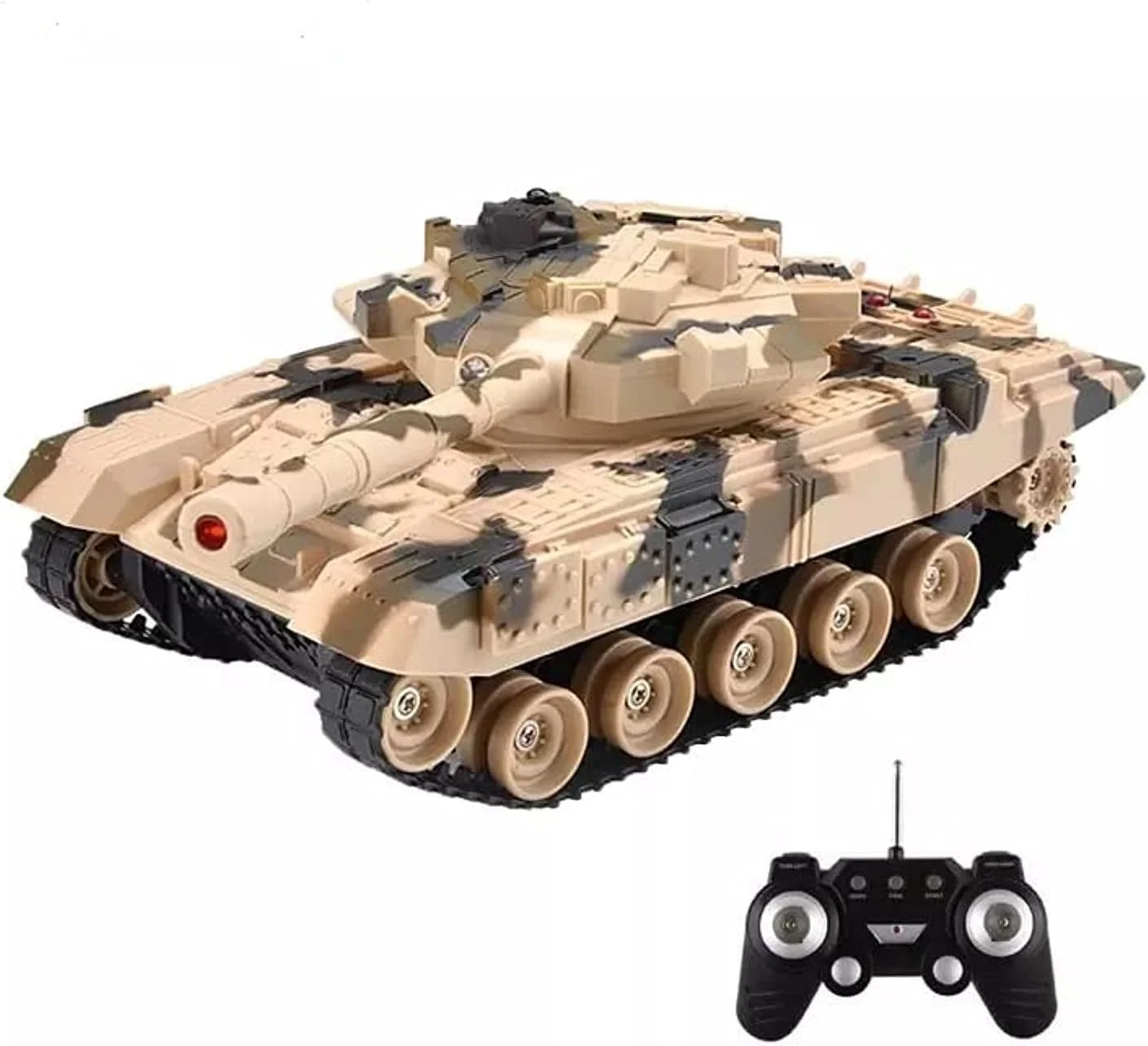 تانک جنگی کنترلی شارژی Baybee مقیاس 1:32، تانک های کنترلی با کنترل از راه دور 2.4G و چرخش 360 درجه برجک | اسباب بازی تانک توپخانه نظامی کنترلی برای کودکان و بزرگسالان 3 4 5+ سال پسران دختران