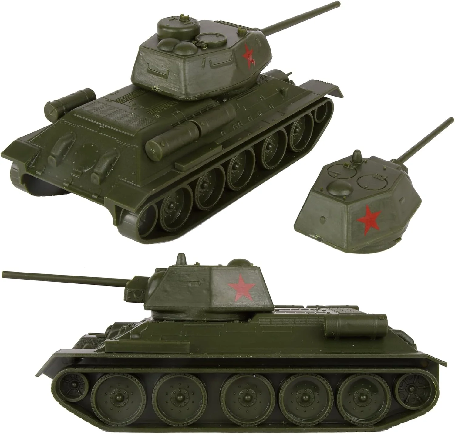 تانک شوروی T-34 جنگ جهانی دوم BMC Toys - رنگ زیتونی، مقیاس 1:40، مدل پلاستیکی ارتش روسیه