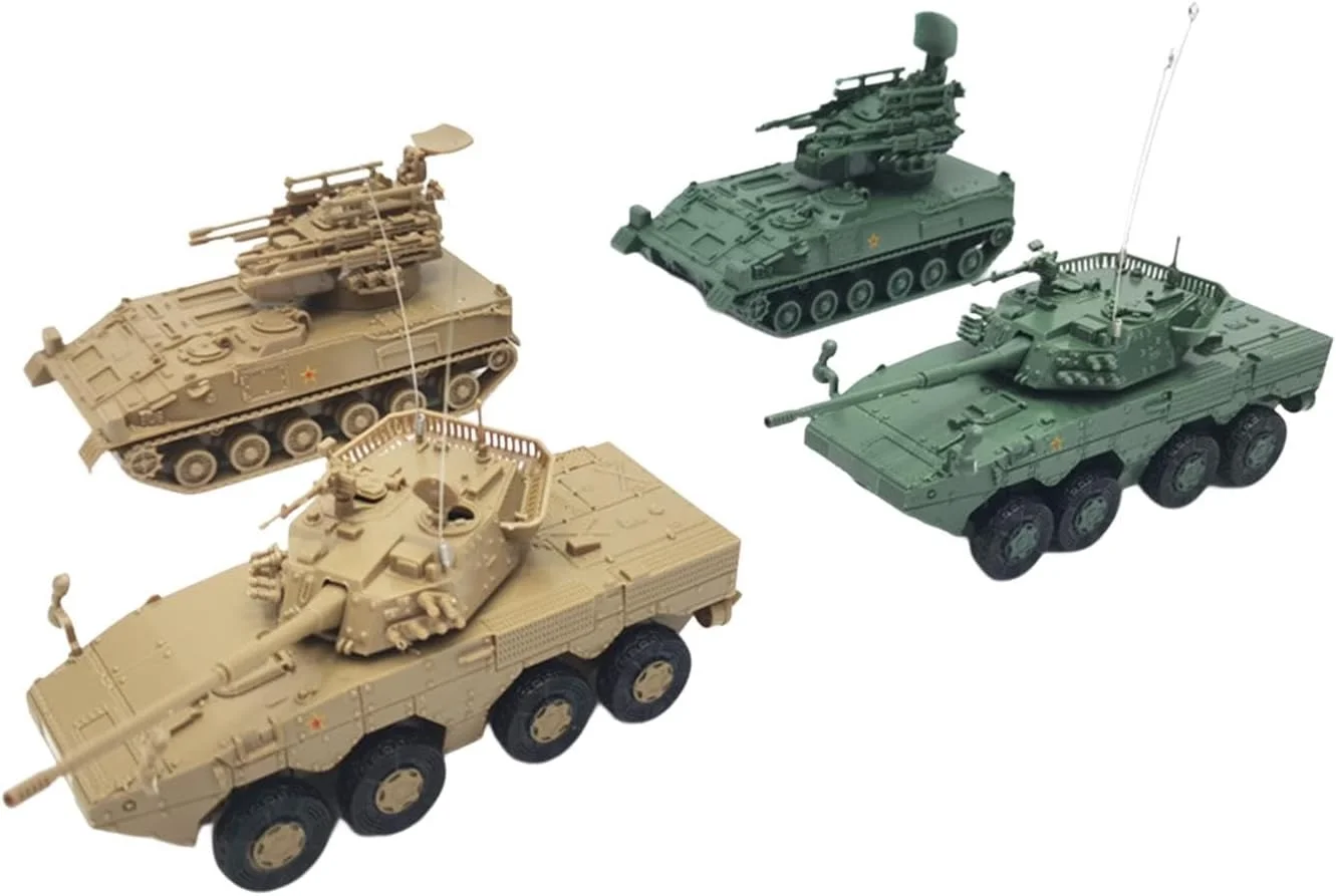 مدل تانک های زرهی 4D مقیاس 1:72، وسایل نقلیه شناسایی، پازل، ارابه خزنده гусеничный برای پسران، هدیه کودکان، کلکسیونی، قهوه روشن