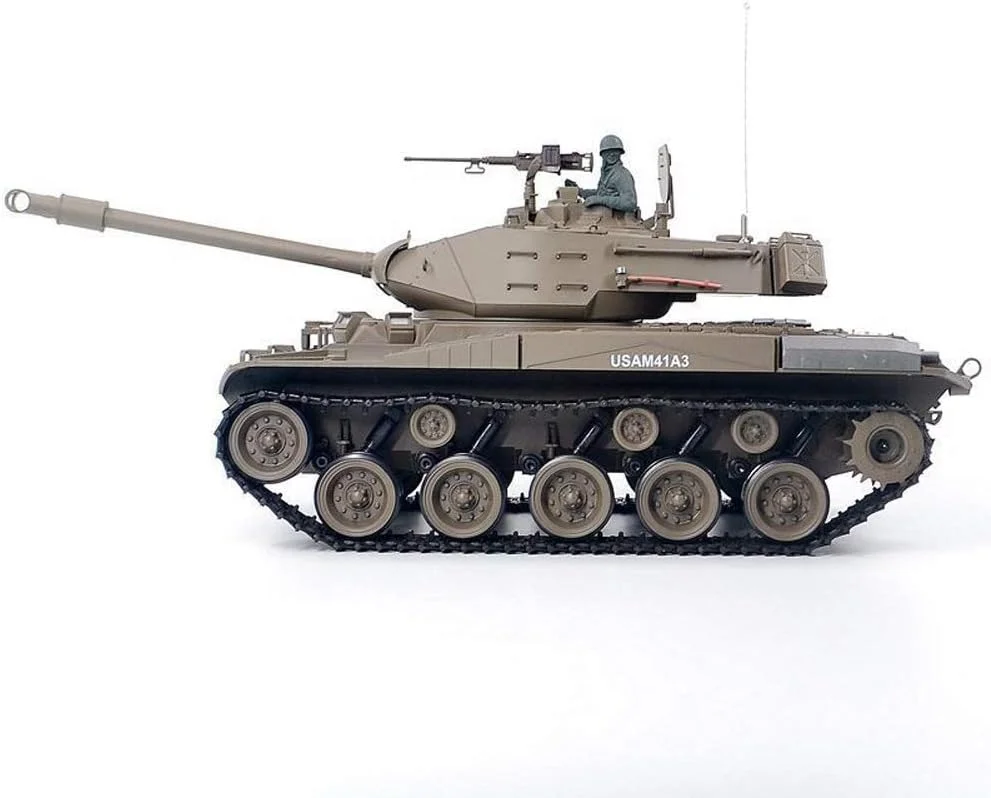 مدل تانک کنترلی از راه دور M41A3 نسخه 6.0، اسباب بازی جنگی الکتریکی، مدل شبیه سازی شده تانک RC با قابلیت چرخش و پس زنی، کامیون اسباب بازی کودکان با نور و تعویض دنده (رنگ: نسخه پایه)
