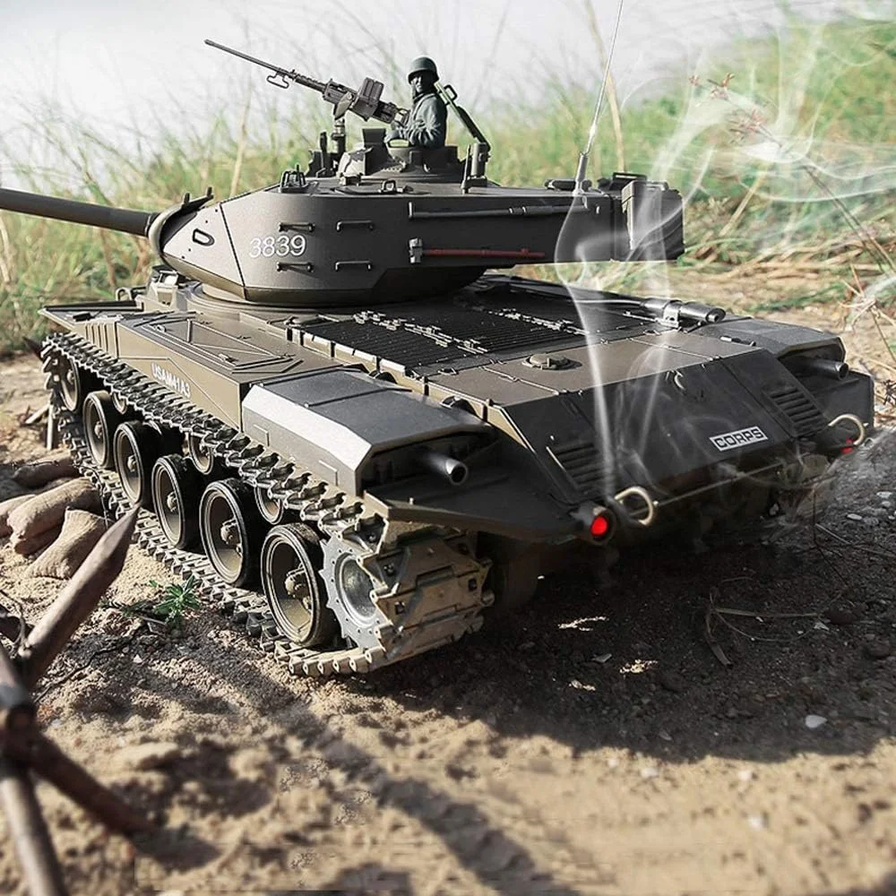 مدل تانک کنترلی از راه دور M41A3 نسخه 6.0، اسباب بازی جنگی الکتریکی، مدل شبیه سازی شده تانک RC با قابلیت چرخش و پس زنی، کامیون اسباب بازی کودکان با نور و تعویض دنده (رنگ: نسخه پایه)