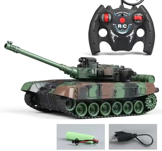 تانک کنترلی جنگی نظامی مدل تانک M1 لئوپارد 2 ایالات متحده، اسباب بازی الکترونیکی کنترلی، هدیه برای پسران و کودکان (سبز ارتشی 4 کانال)