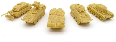 توAE - مجموعه 5 عددی مینی تانک، مدل وسایل نقلیه نظامی مناسب میز شنی (زرد)