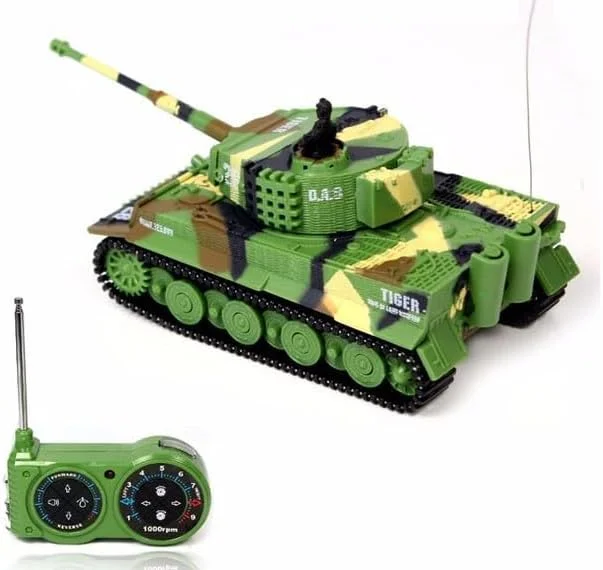 تانک کنترلی جدید مدل آلمان تایگر I رنگارنگ مقیاس 1:72، بسیار واقعی و شبیه سازی شده، تانک های عالی، مینی تانک کنترلی از راه دور 2117 (سبز ارتشی)