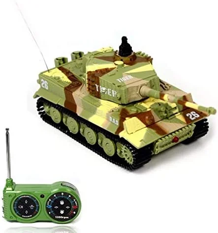 تانک کنترلی جدید مدل آلمان تایگر I رنگارنگ مقیاس 1:72، بسیار واقعی و شبیه سازی شده، تانک های عالی، مینی تانک کنترلی از راه دور 2117 (سبز ارتشی)
