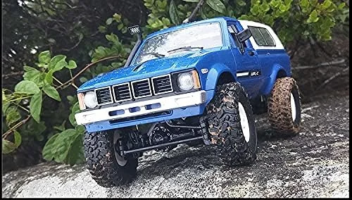 ماشین کنترلی WPL C24 مقیاس 1/16، 2.4 گیگاهرتز، 4WD، چراغ دار، پیکاپ آفرود، مناسب پسران، دختران و بزرگسالان (آبی)