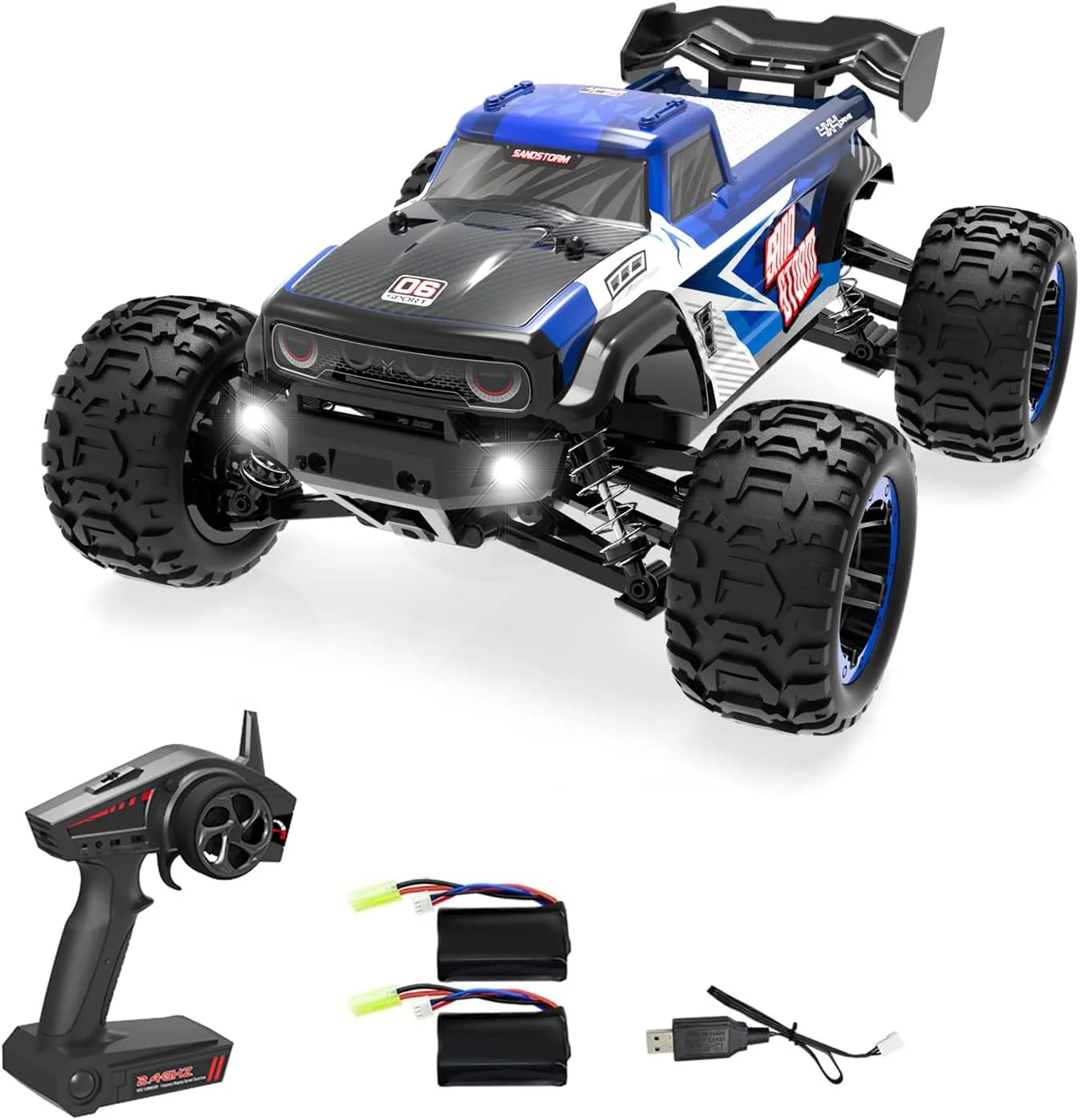 ماشین کنترلی Fawoonu مدل 116، سرعت بالا 2.4 گیگاهرتز، 40 کیلومتر بر ساعت، مناسب تمام سطوح، کامیون آفرود، 4WD، مقیاس کامل، ماشین مسابقه ای و صخره نوردی برای کودکان و بزرگسالان، دارای 2 باتری