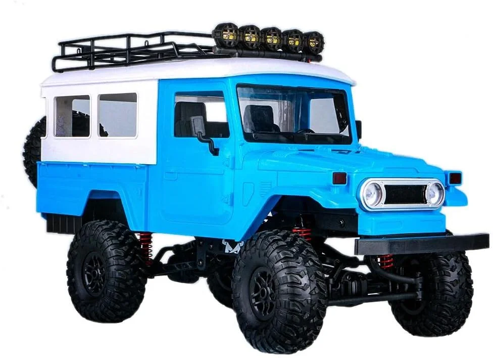 ماشین کنترلی FMT MN40 RC، مقیاس 1:12، 2.4 گیگاهرتز، ماشین کنترلی از راه دور، کامیون آفرود 4WD RC، با چراغ LED، مدل ماشین الکتریکی صخره نورد برای کودکان و بزرگسالان - آبی