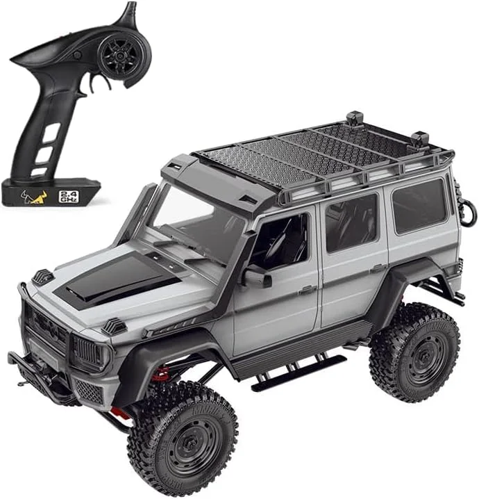 آرسی MN-86S | نسخه ارتقا یافته 4WD 1/12 2.4G کنترل از راه دور ماشین بزرگ آرسی G500 صخره نورد آفرود با چراغ جلو مدل های وسایل نقلیه RTR برای کودکان و بزرگسالان - خاکستری مات