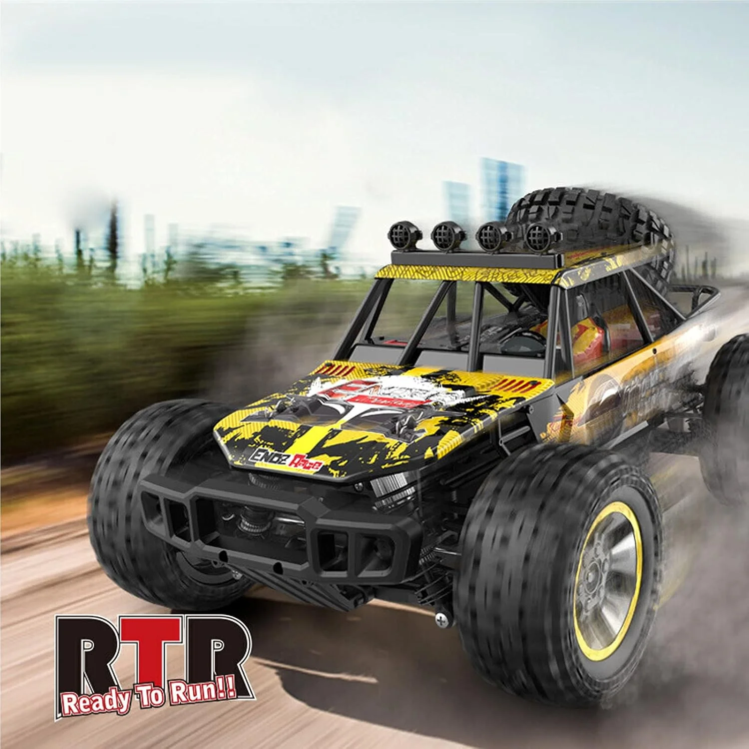 ماشین کنترلی آفرود بزرگ مقیاس 1/10، کامیون آرسی بی‌سیم 2.4Ghz، سرعت 40 کیلومتر بر ساعت، کمک فنرهای 4x4، هدیه برای پسران و بزرگسالان