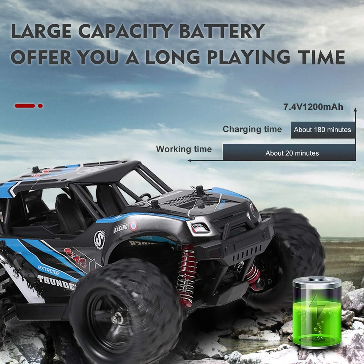 ماشین کنترلی از راه دور 4WD، ماشین پر سرعت آفرود، مقیاس 1:18، 36 کیلومتر بر ساعت، 2.4 گیگاهرتز، RC Monster Truck، ماشین مسابقه ای الکتریکی، RC Buggy Truck Crawler، ماشین اسباب بازی سرگرمی برای کودکان و بزرگسالان (قرمز)