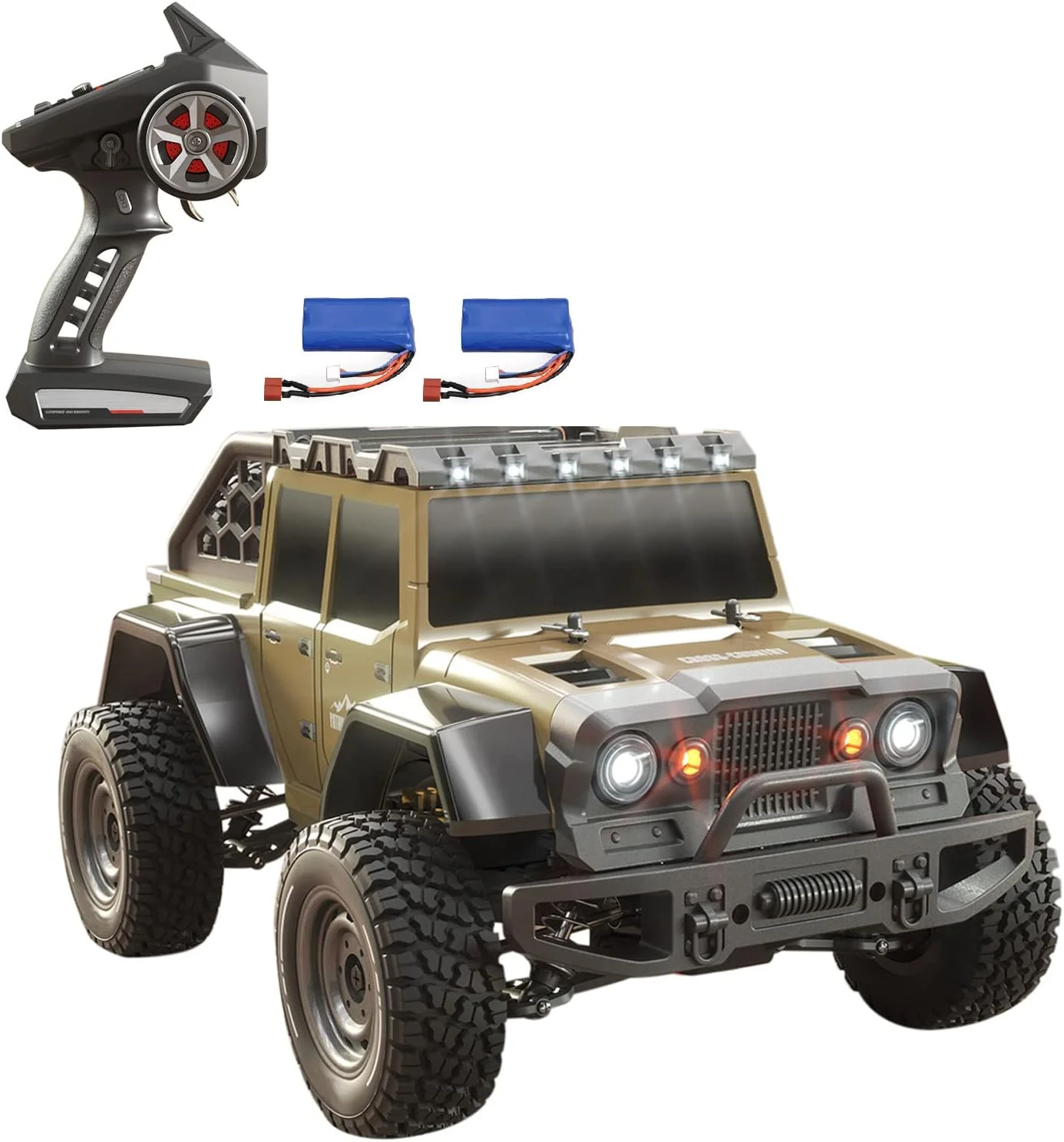 ماشین کنترلی Fawoonu مدل 116 با موتور براشلس 2.4 گیگاهرتز و سرعت 70 کیلومتر بر ساعت، مناسب برای تمام سطوح، آفرود، چهار چرخ متحرک، صخره نوردی، به همراه 2 باتری