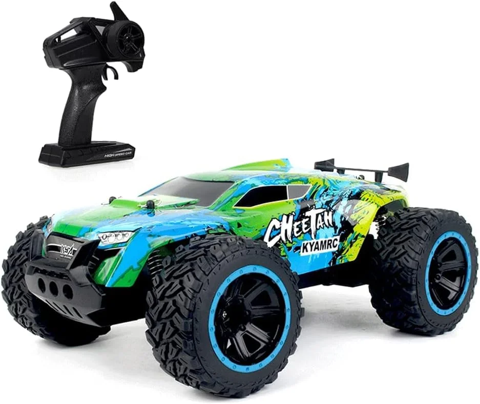 ماشین کنترلی با سرعت 25 کیلومتر بر ساعت، کامیون کنترلی مناسب کودکان، مقیاس 1/16، ماشین های هیولا مناسب تمام سطوح برای پسران، ماشین مسابقه ای آفرود، اسباب بازی ماشین مناسب فضای باز و داخل خانه