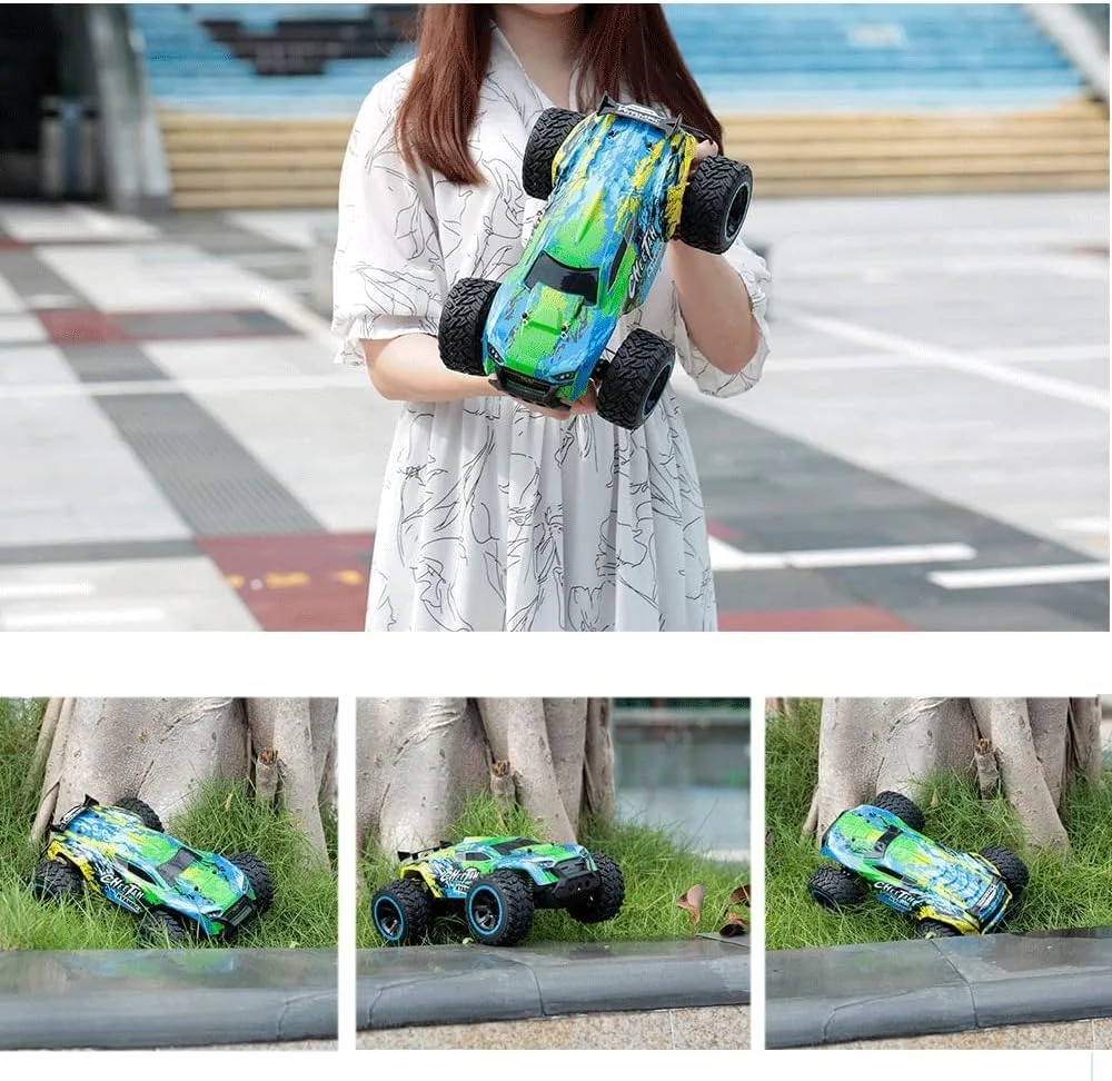 ماشین کنترلی با سرعت 25 کیلومتر بر ساعت، کامیون کنترلی مناسب کودکان، مقیاس 1/16، ماشین های هیولا مناسب تمام سطوح برای پسران، ماشین مسابقه ای آفرود، اسباب بازی ماشین مناسب فضای باز و داخل خانه