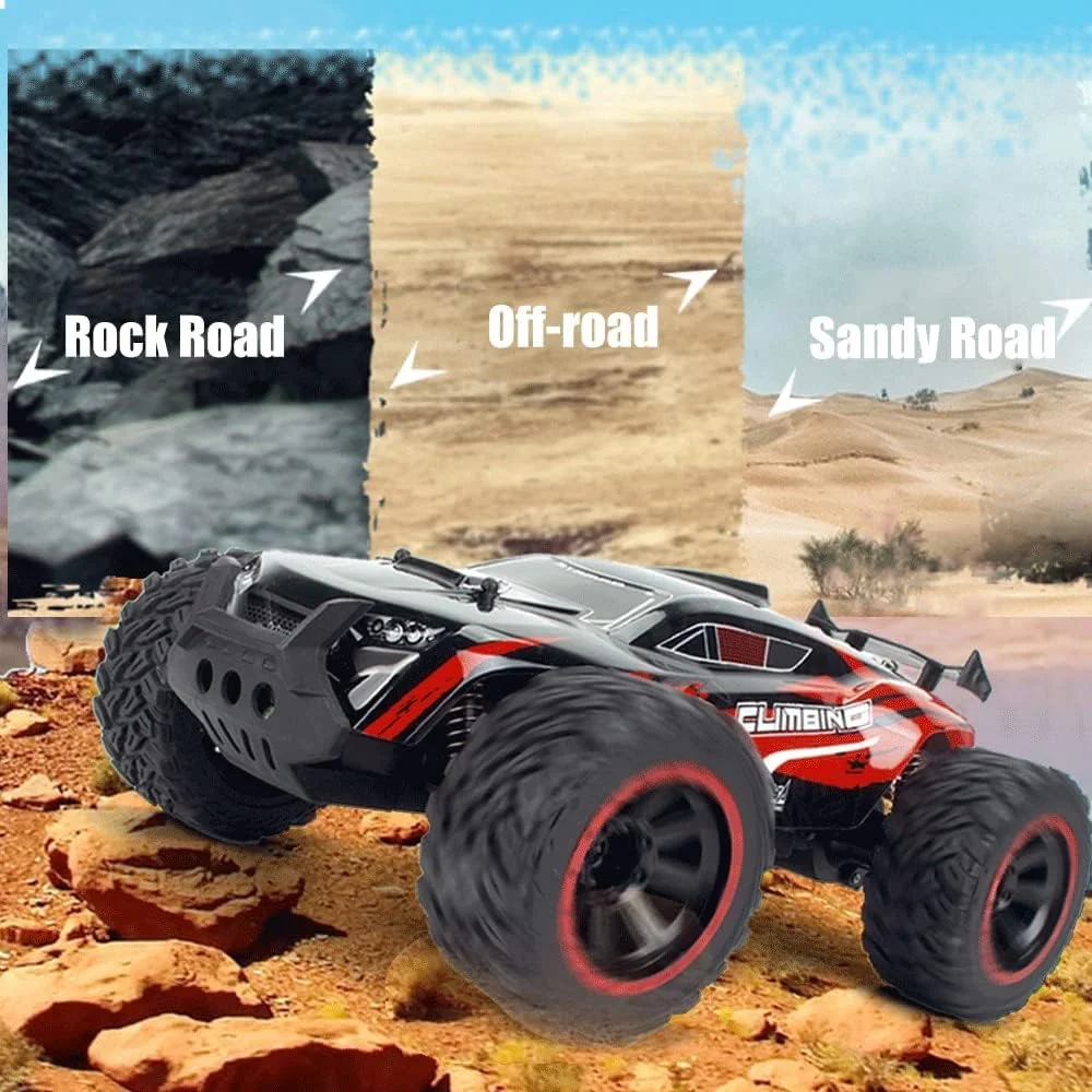 ماشین کنترلی با سرعت 25 کیلومتر بر ساعت، کامیون کنترلی مناسب کودکان، مقیاس 1/16، ماشین های هیولا مناسب تمام سطوح برای پسران، ماشین مسابقه ای آفرود، اسباب بازی ماشین مناسب فضای باز و داخل خانه