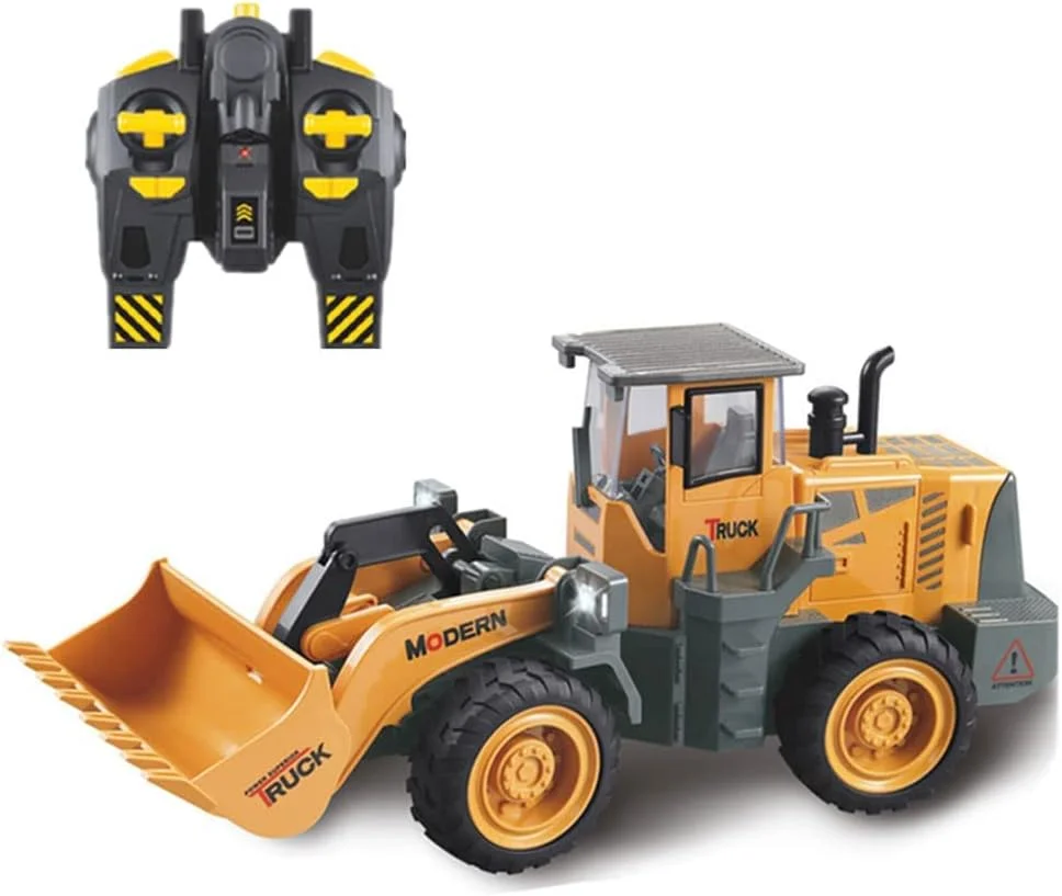 لودر اسباب بازی کنترلی راه دور 8 کاناله، ماشین های ساختمانی RC، لودر جلو RC برای پسران دختران بچه ها با چراغ ها و صداها، ماشین مهندسی هدیه کریسمس