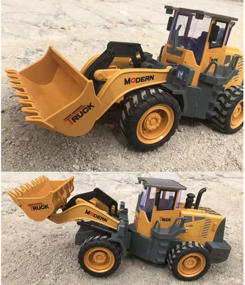 لودر اسباب بازی کنترلی راه دور 8 کاناله، ماشین های ساختمانی RC، لودر جلو RC برای پسران دختران بچه ها با چراغ ها و صداها، ماشین مهندسی هدیه کریسمس