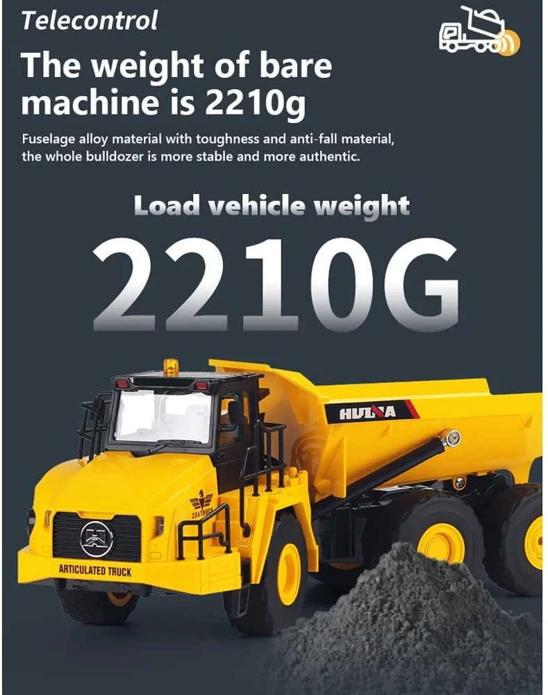 اسباب بازی کامیون کمپرسی ساختمانی کنترلی در مقیاس 1:16 - وسیله نقلیه ساختمانی ترابری کنترلی، کامیون ساختمانی فلزی و پلاستیکی سنگین