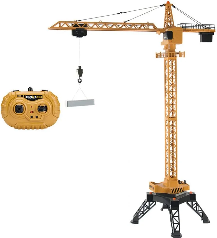 جرثقیل برجی بزرگ ۱۲ کاناله RC، اسباب بازی سایت ساخت و ساز کنترل از راه دور ۲.۴ گیگاهرتزی با ارتفاع ۱۲۲ سانتی متر، مدل بالابر با چرخش ۳۶۰ درجه با چراغ های برج، هدیه تولد و کریسمس برای کودکان و بزرگسالان