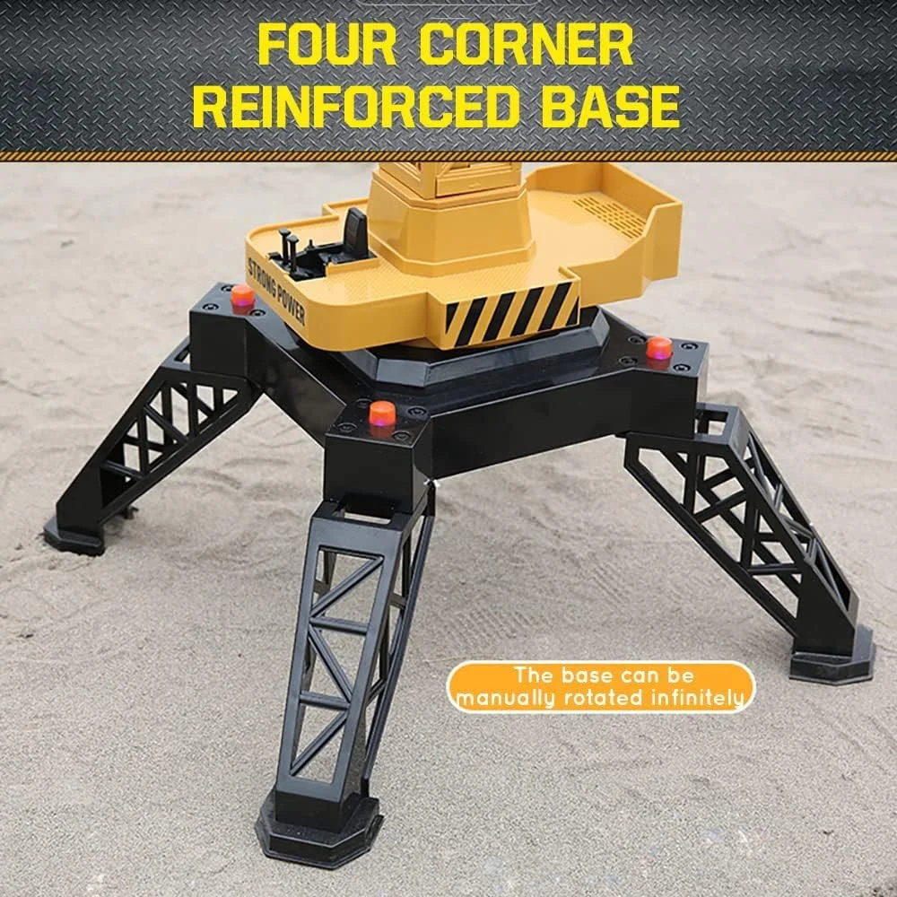 جرثقیل برجی بزرگ ۱۲ کاناله RC، اسباب بازی سایت ساخت و ساز کنترل از راه دور ۲.۴ گیگاهرتزی با ارتفاع ۱۲۲ سانتی متر، مدل بالابر با چرخش ۳۶۰ درجه با چراغ های برج، هدیه تولد و کریسمس برای کودکان و بزرگسالان