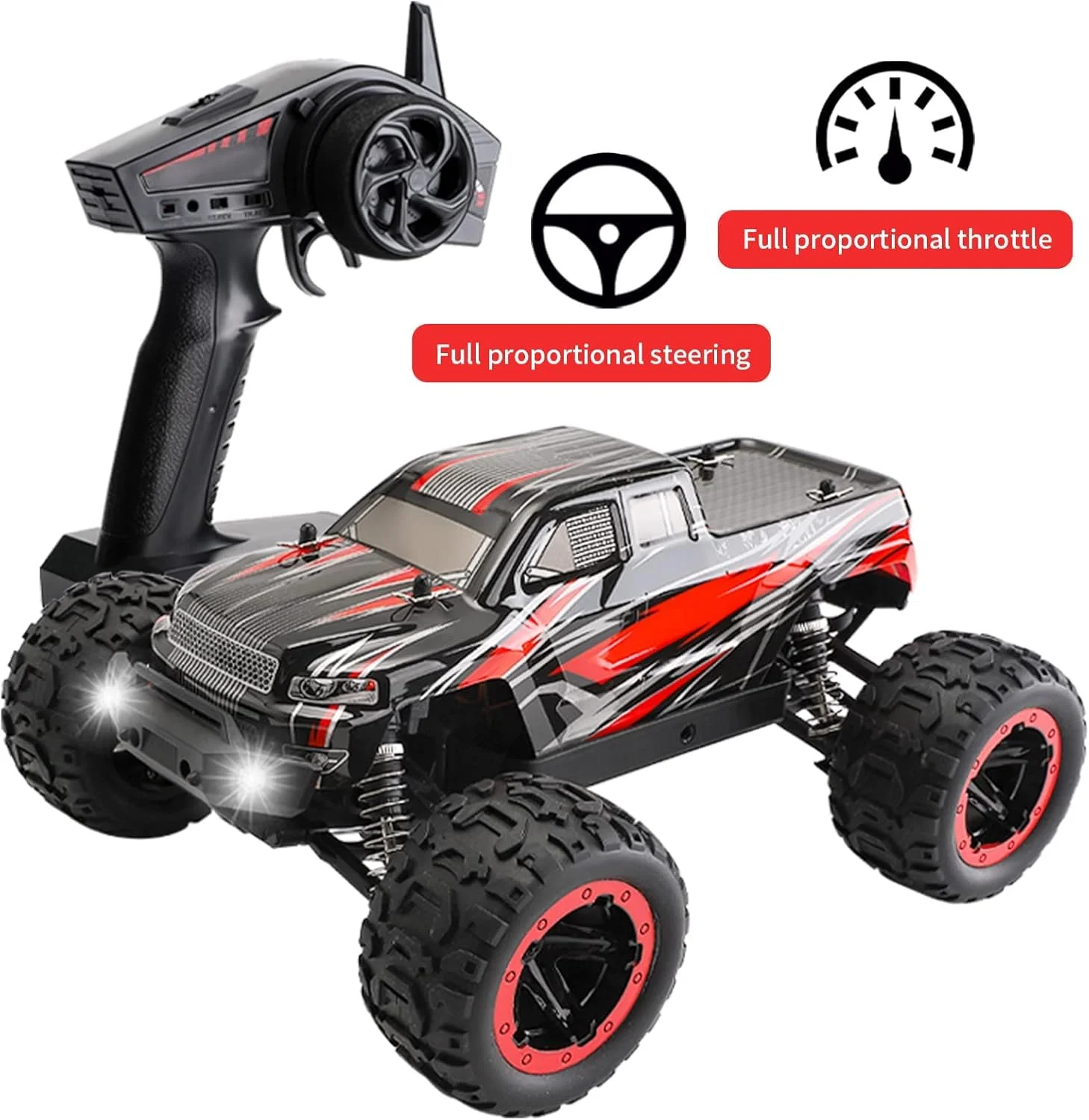 ماشین کنترلی آفرود 2.4 گیگاهرتز، سرعت بالا 40 کیلومتر بر ساعت، ماشین مسابقه ای 1/16، کامیون کنترل از راه دور 4WD