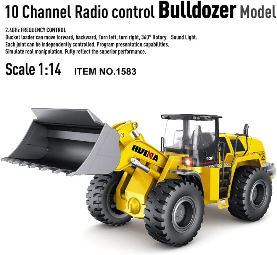 اسباب بازی لودر کنترلی آلیاژی 1:14، کامیون های آرسی سرگرمی، لودر جلو 4WD برای پسران و کودکان 4 تا 15 سال، هدیه تولد کریسمس