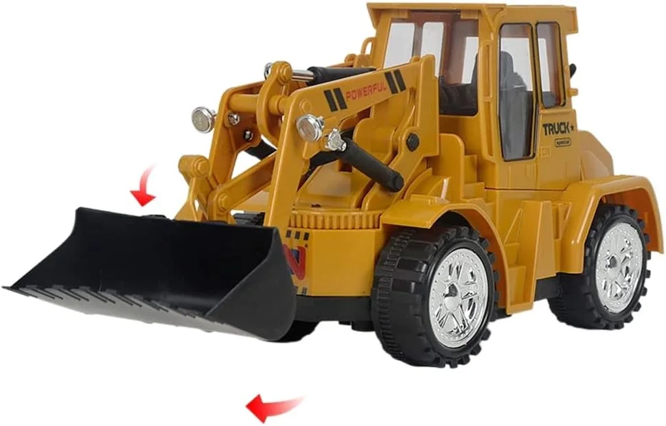 لودر کنترلی، مقیاس 1/22، تراکتور ماشین آلات ساختمانی برای پسران، ماشین آلات ساختمانی 5 کاناله اسباب بازی بیل مکانیکی تراکتور