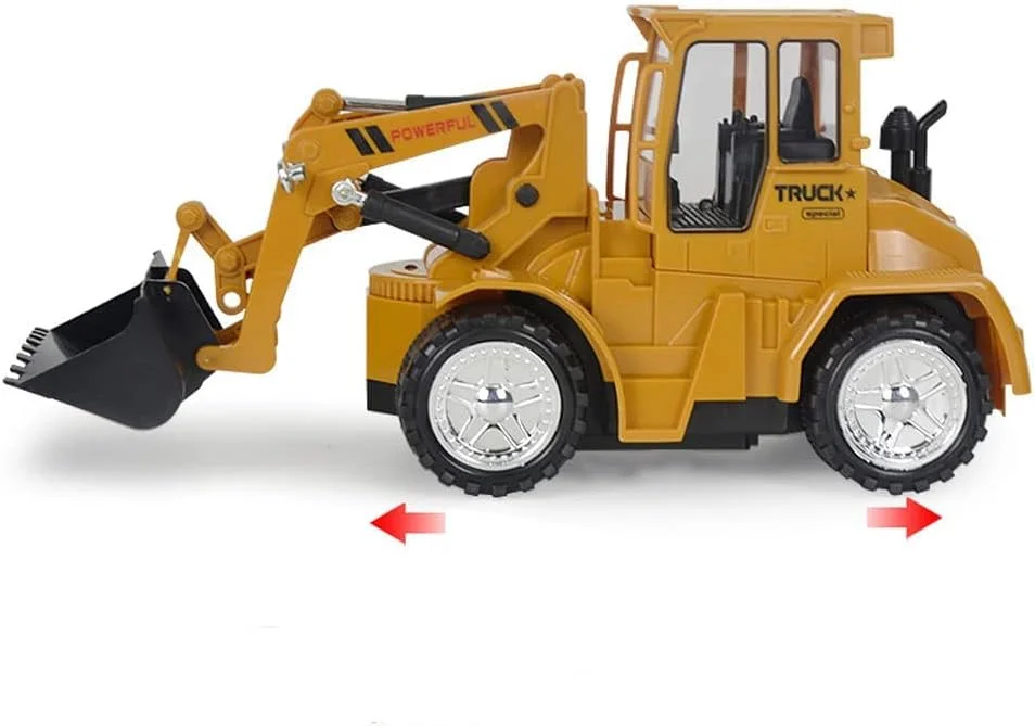 لودر کنترلی، مقیاس 1/22، تراکتور ماشین آلات ساختمانی برای پسران، ماشین آلات ساختمانی 5 کاناله اسباب بازی بیل مکانیکی تراکتور