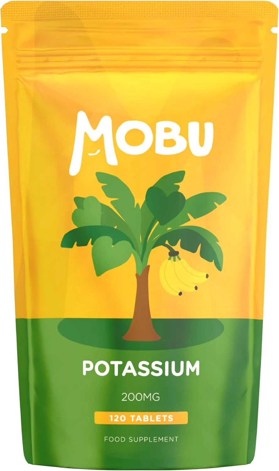 قرص پتاسیم 200 میلی گرم MOBU، 120 عدد - کمک به فشار خون طبیعی، عملکرد عضلات و عملکرد سیستم عصبی - تنظیم الکترولیت - مناسب برای گیاهخواران - ساخت انگلستان