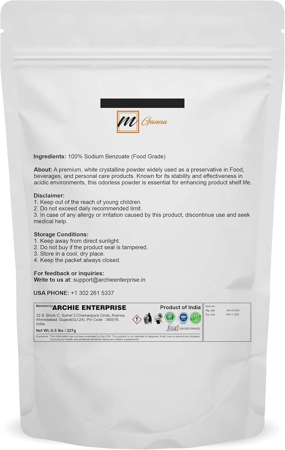 پودر بنزوات سدیم خالص ۱۰۰٪، ۲۲۷ گرم - نگهدارنده برای مواد غذایی، کاربردهای صنعتی و خانگی پودر بنزوات سدیم خالص ۱۰۰٪، ۲۲۷ گرم - نگهدارنده برای مواد غذایی، کاربردهای صنعتی و خانگی