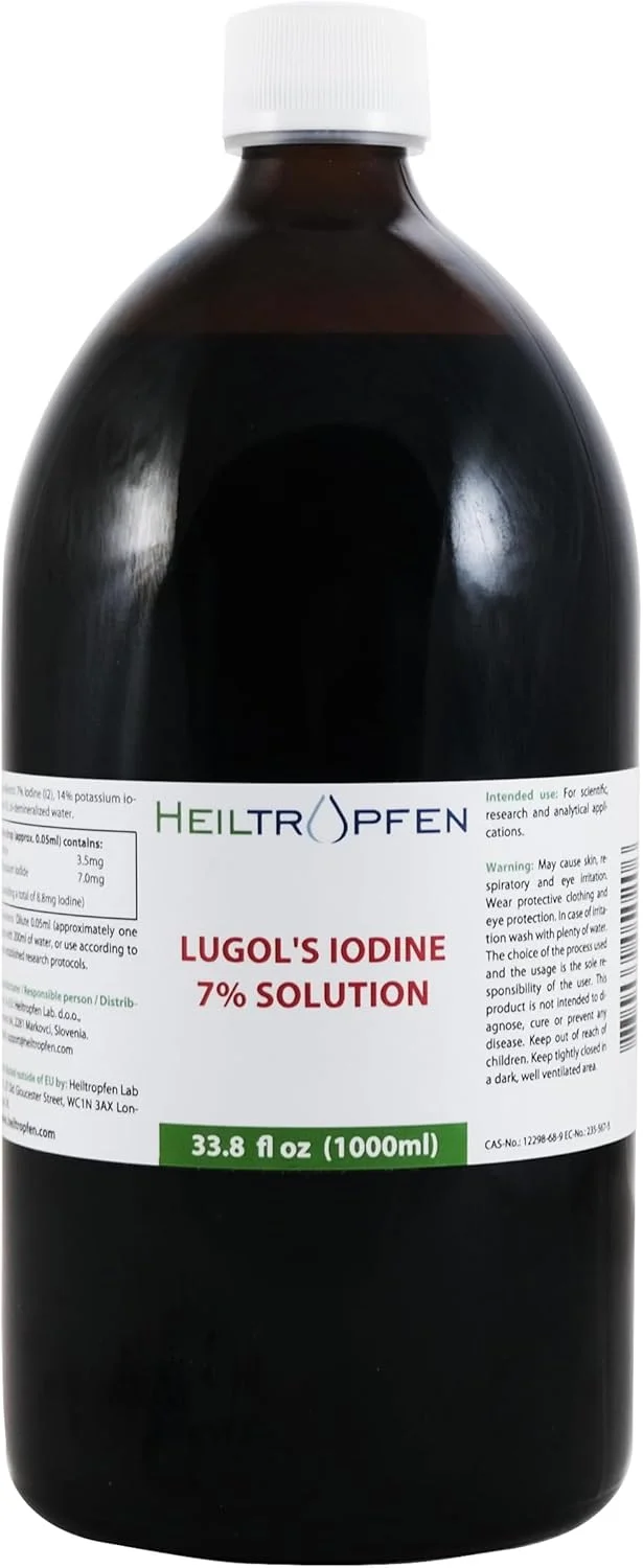 محلول لوگول 7%، محلول ید لوگول، 1000 میلی لیتر، فرمولاسیون مایع لوگول 21%، 7% ید اولیه و 14% یدید پتاسیم، کیفیت دارویی، Heiltrop®
