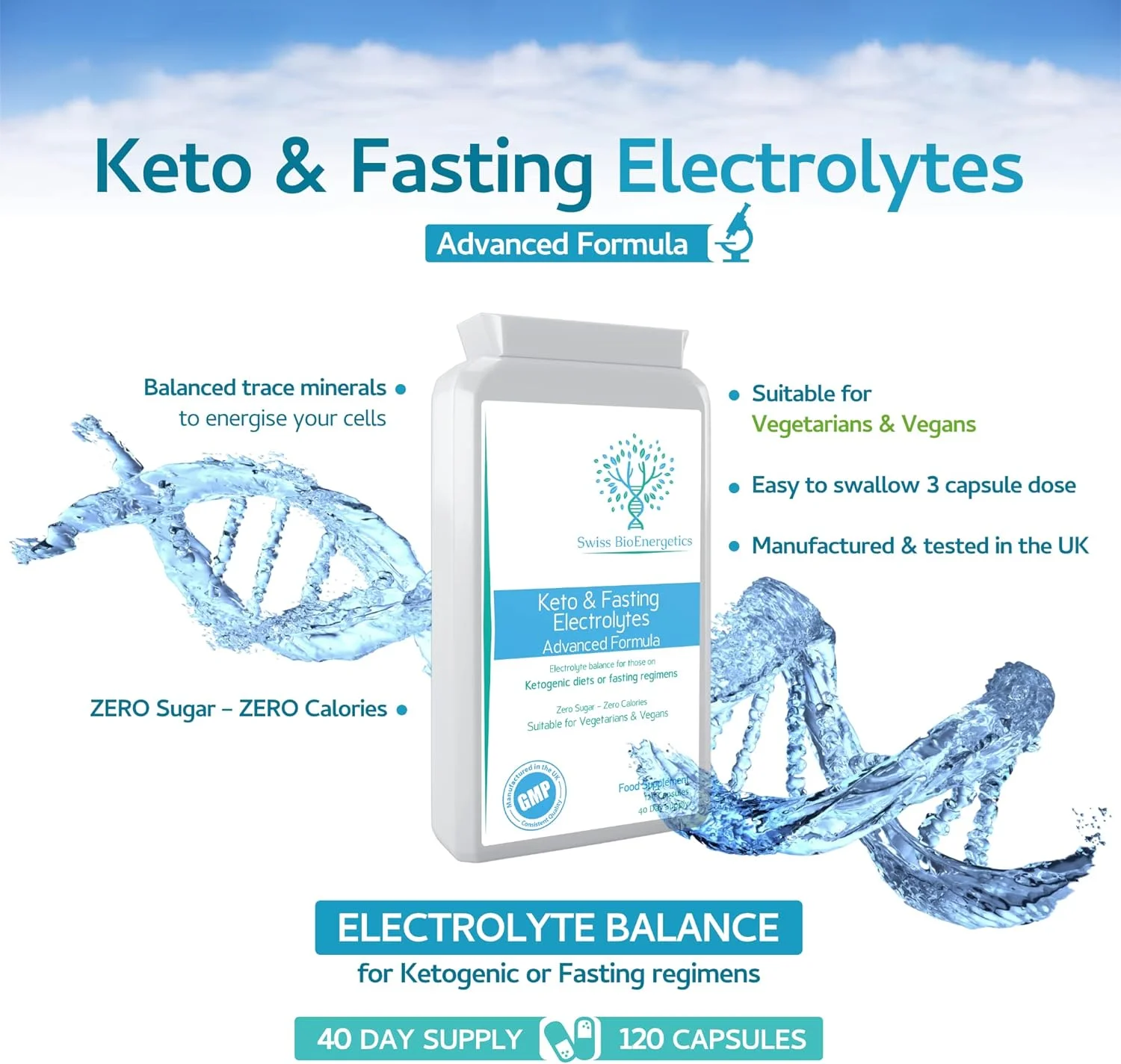 الکترولیت های کتو و فستینگ - 120 کپسول - فرمول پیشرفته آبرسانی سریع با ترکیبی متعادل از منیزیم، سدیم، پتاسیم و کلرید - مناسب برای رژیم های کتوژنیک - مناسب برای گیاهخواران - ساخت انگلستان الکترولیت های کتو و فستینگ - 120 کپسول - فرمول پیشرفته آبرسانی سریع با ترکیبی متعادل از منیزیم، سدیم، پتاسیم و کلرید - مناسب برای رژیم های کتوژنیک - مناسب برای گیاهخواران - ساخت انگلستان