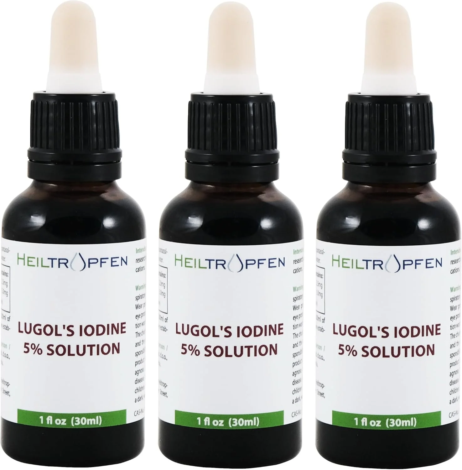 محلول ید لوگول 5% | 3 عدد 30 میلی لیتر | کیفیت دارویی لوگول | فرمول مایع 15% | 5% ید عنصری و 10% یدید پتاسیم | HeilDROP®