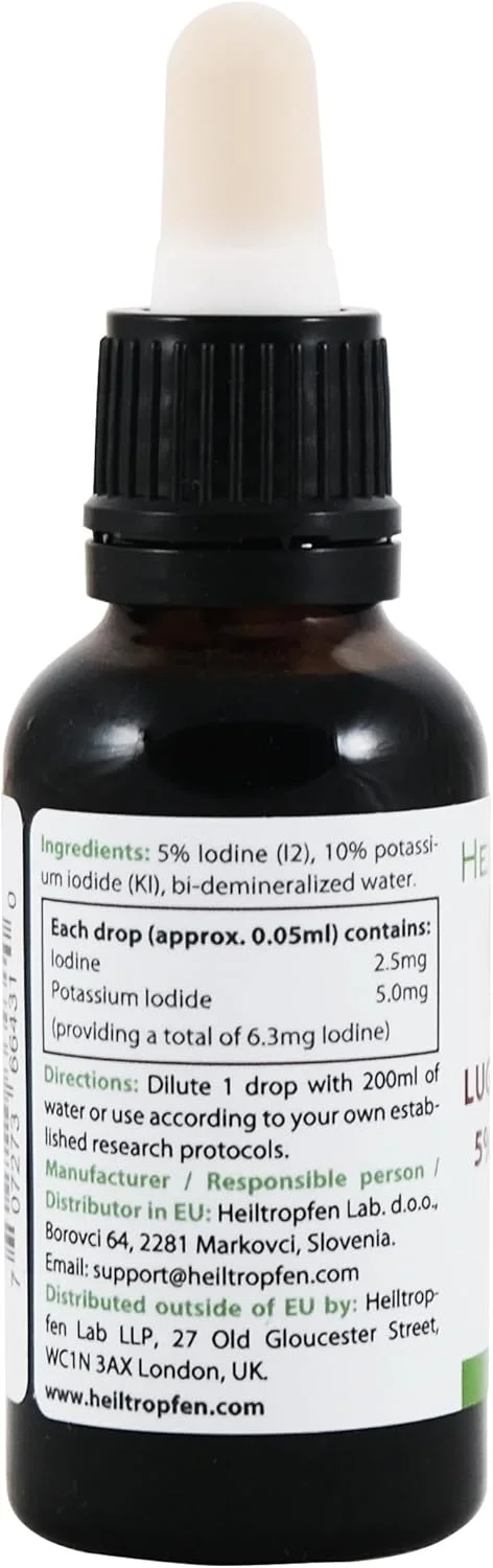 محلول ید لوگول 5% | 3 عدد 30 میلی لیتر | کیفیت دارویی لوگول | فرمول مایع 15% | 5% ید عنصری و 10% یدید پتاسیم | HeilDROP® محلول ید لوگول 5% | 3 عدد 30 میلی لیتر | کیفیت دارویی لوگول | فرمول مایع 15% | 5% ید عنصری و 10% یدید پتاسیم | HeilDROP®