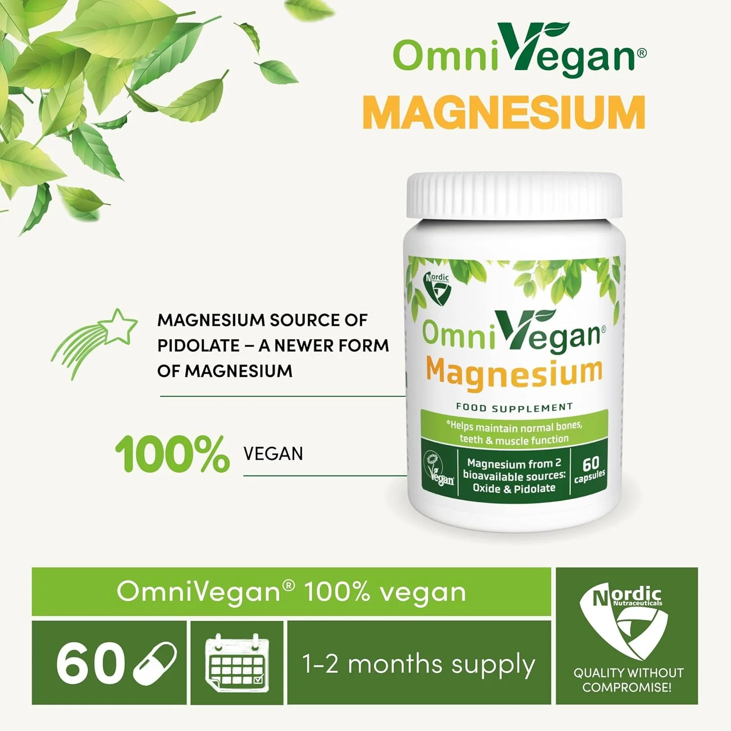 منیزیم وگان با جذب بالا - منابع پیدولات و اکسید - 300 میلی گرم - 60 کپسول - کیفیت نوردیک منیزیم وگان با جذب بالا - منابع پیدولات و اکسید - 300 میلی گرم - 60 کپسول - کیفیت نوردیک