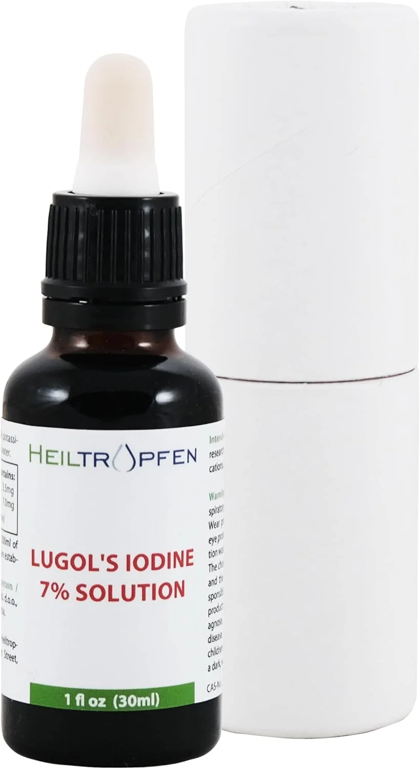محلول ید لوگولین هایلتروپفن 7% 30 میلی لیتر | فرمولاسیون مایع لوگولز 21% | مواد اولیه با گرید دارویی | 7% ید ابتدایی و 14% یدید پتاسیم | محلول لوگول