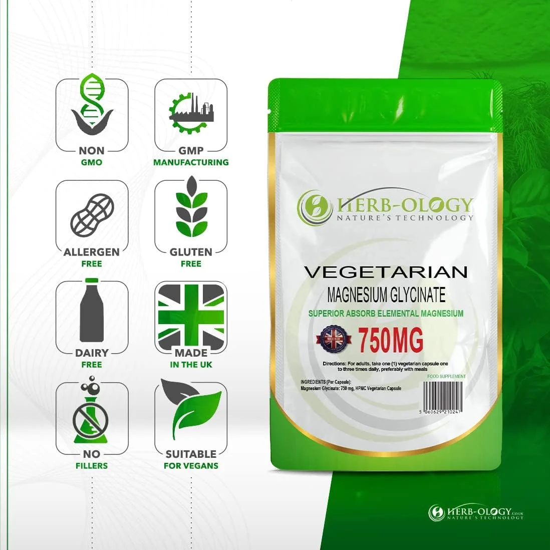 کپسول های منیزیم گلیسینات Herb-ology.co.uk Nature's Technology | 120 کپسول گیاهی | مکمل های منیزیم | 750 میلی گرم در هر کپسول | فراهمی زیستی بالا، بدون لبنیات و تولید شده در انگلستان کپسول های منیزیم گلیسینات Herb-ology.co.uk Nature's Technology | 120 کپسول گیاهی | مکمل های منیزیم | 750 میلی گرم در هر کپسول | فراهمی زیستی بالا، بدون لبنیات و تولید شده در انگلستان